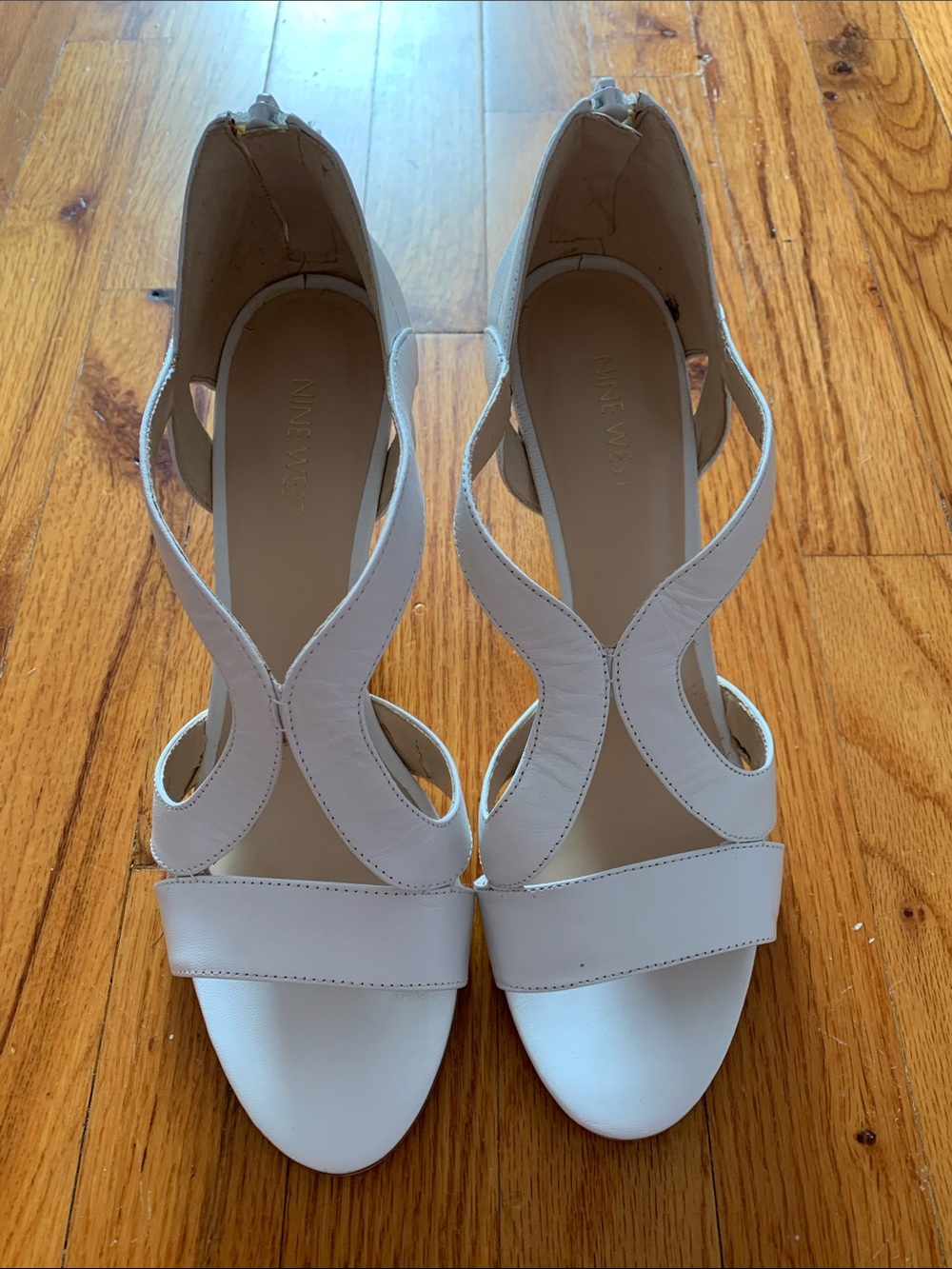 Nine West White Cutout Leather Heels